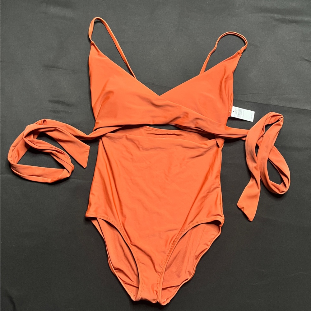 aerie Rusty Orange One-Piece Swimsuit Size Small Long